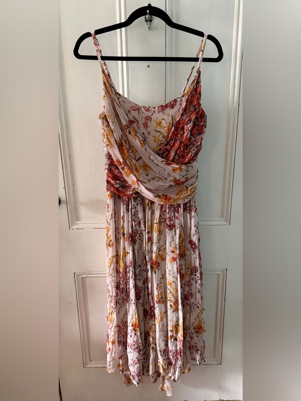 By Anthropologie Ruched Square-Neck Floral Midi Dress Women’s Size 10 - Picture 3 of 8